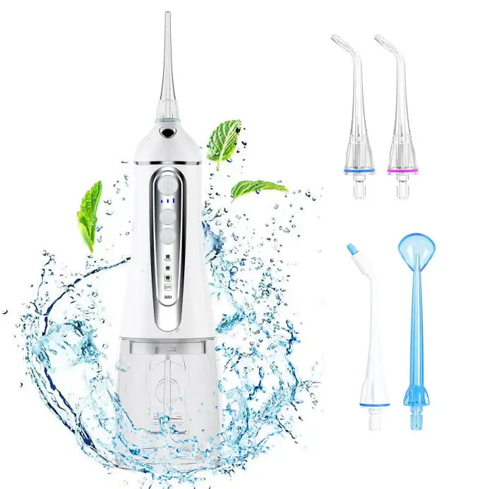 

Cordless Express Portable Water Flosser Oral Irrigator with 4 Flossing Tips
