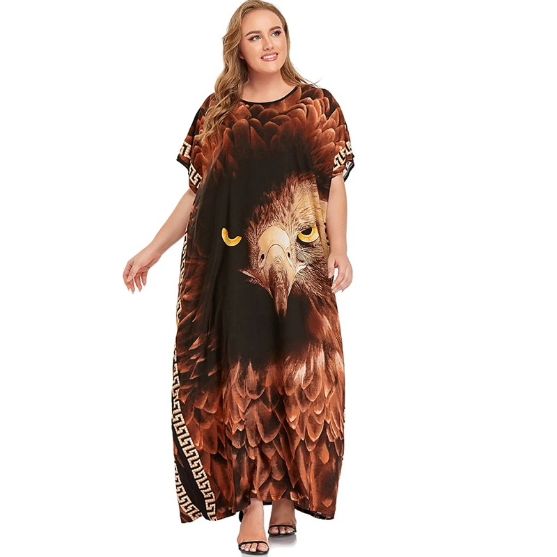 Кафтан с трехмерным 3D принтом тигра арабское стильное роскошное платье макси