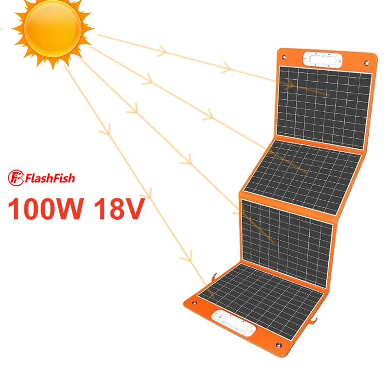 

Flashfish Foldable Solar Panel 18V 60W 100W Portable Solar Panel Battery DC Output PD Type-c QC3.0 for Outdoor Camping Van RV