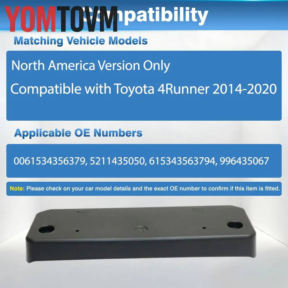 Фото Кронштейн рамки номерного знака переднего бампера 5211435050 для Toyota 4Runner 2014 2015 2016 2017 2018 2019 2020 615343563794 №4