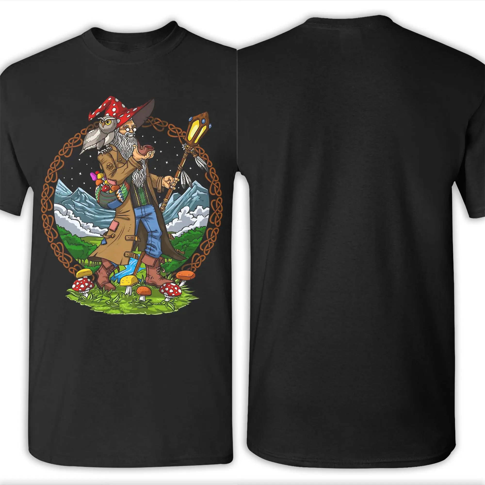 Футболка из 100% хлопка с забавным рисунком Mushrooms Hippie Magic Shaman для мужчин (art.: 3920dab995bf9) - 3920dab995bf9
