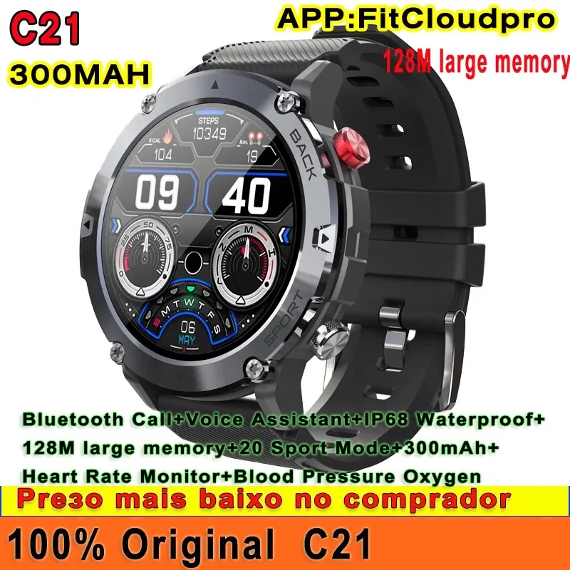 

NEW2023 C21 Smart Bluetooth Call Ai Voice Assistant IP68 Waterproof Heart Rate Monitor Blood Oxygen Sport Smartwatch