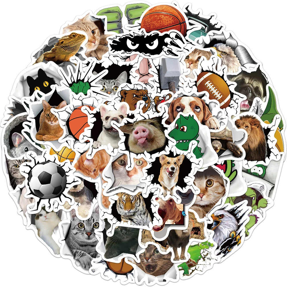 

10/30/50pcs Dog Cat MEME Funny Animals Stickers Decal Laptop Skateboard Motorcycle Luggage Phone Car Waterproof Sticker Kid Toy