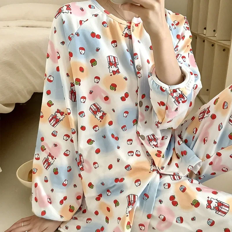 Sanrio Hello Kitty бархатные теплые пижамы милые мультяшные аниме креативные с длинными