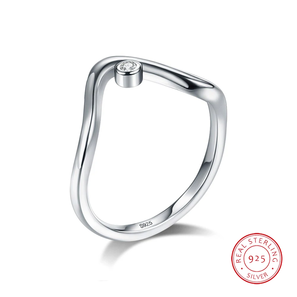 

925 Sterling Silver New Trendy Simple Water Drop Ring for Women & Girls Anniversary Fine Jewelry Gift