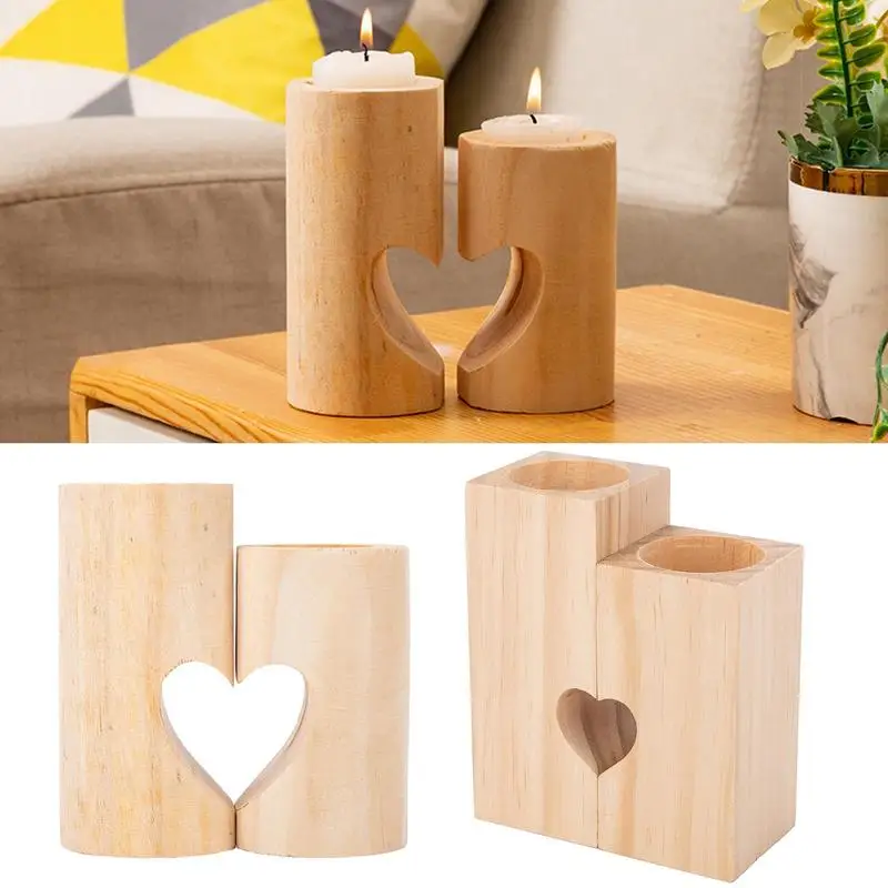 S Farmhouse Wooden Candle Holders Create Atmosphere Table Centerpiece Pillar Stand