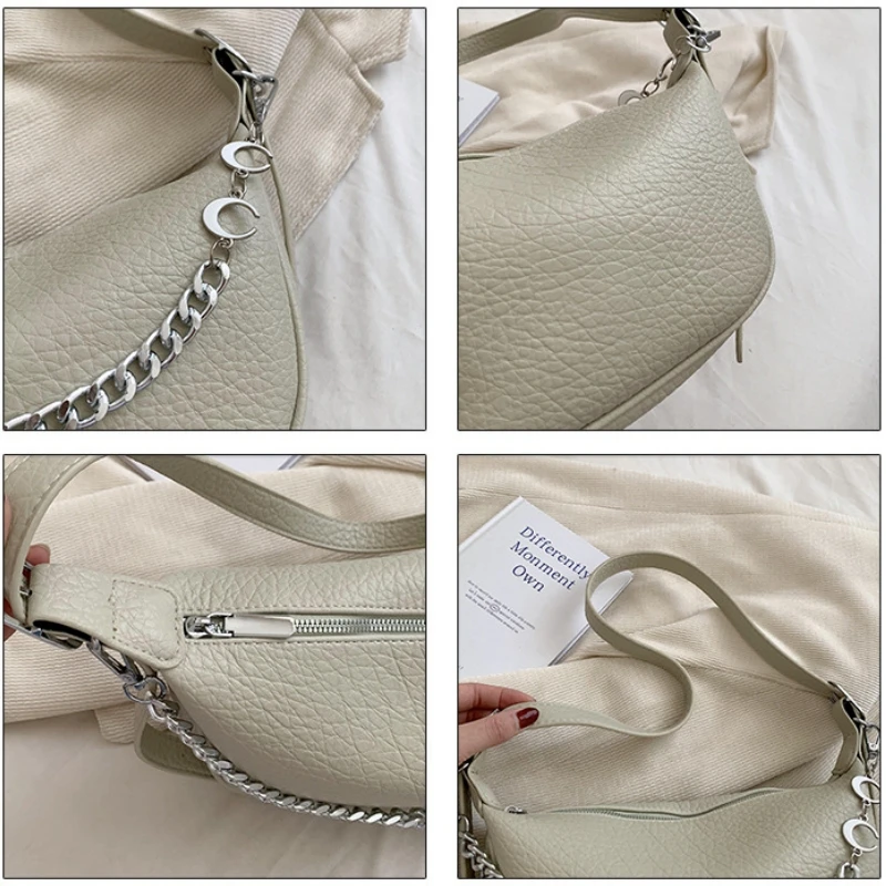 New Chain Totes for Women,Retro Large Capacity Shoulder Bag,Versatile PU Messenger Hobo Bag,Portable for Shopping,Traveling