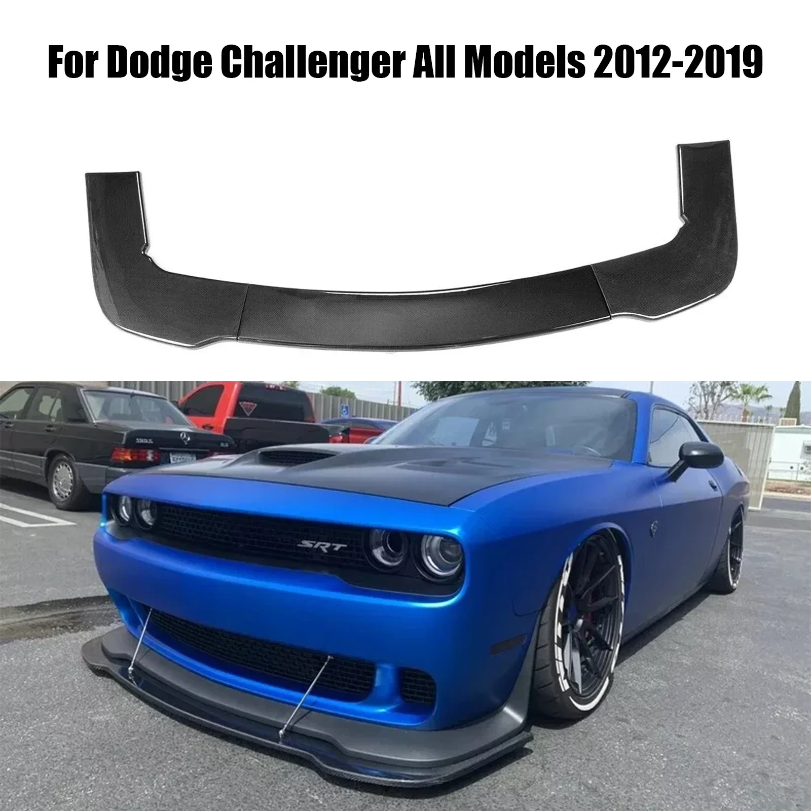 Фото Для Dodge Challenger SRT Hellcat R/T GT 2012-2022 передний бампер, сплиттер, спойлер, глянцевый черный, аксессуары из углеродного волокна №1