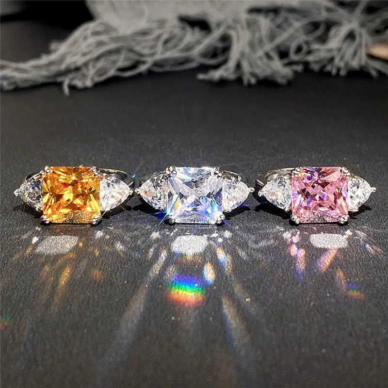 Huitan Простое Элегантное квадратное кольцо с фианитом обручальные кольца женские