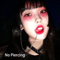 1pc goth fake piercing nose rings septum labret stud fake lip ring stainless steel body chain lip to ear accessories cospaly