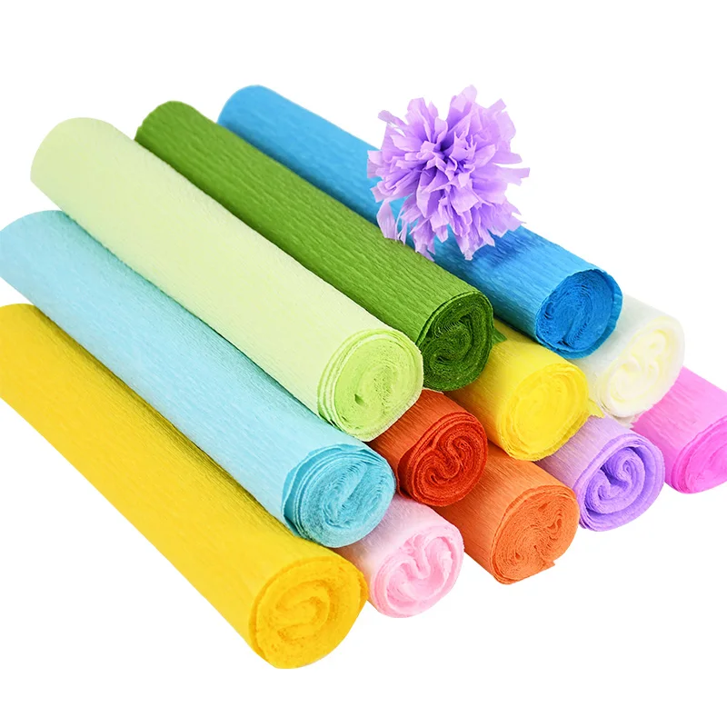 

25/50cm*250cm Colored Crepe Paper Origami Crinkled Paper Wedding Birthday Party DIY Decoration Gifts Flower Wrapping Paper Craft