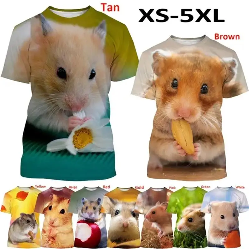 

Hipster Hamster Pattern Kids T-shirt Mouse Mice Graphic T Shirt for Men Fashion 3D Cricetinae Print Tee Shirts Cute Animal Tops