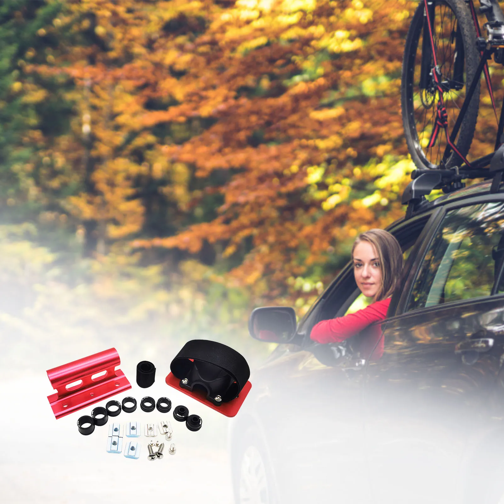 

Bike Fork Mount Car Roof Rack CarrierRoad Bike Front Fork Quick Release Thru Axle Road Bicycle Bracket Holder Adapters Fork