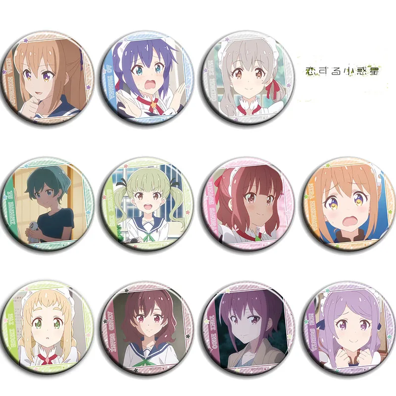 

11pcs/1lot Anime Asteroid In Love Figure 961 Metal Badges Round Brooch Pin Badge Bedge Gifts Kids Toy