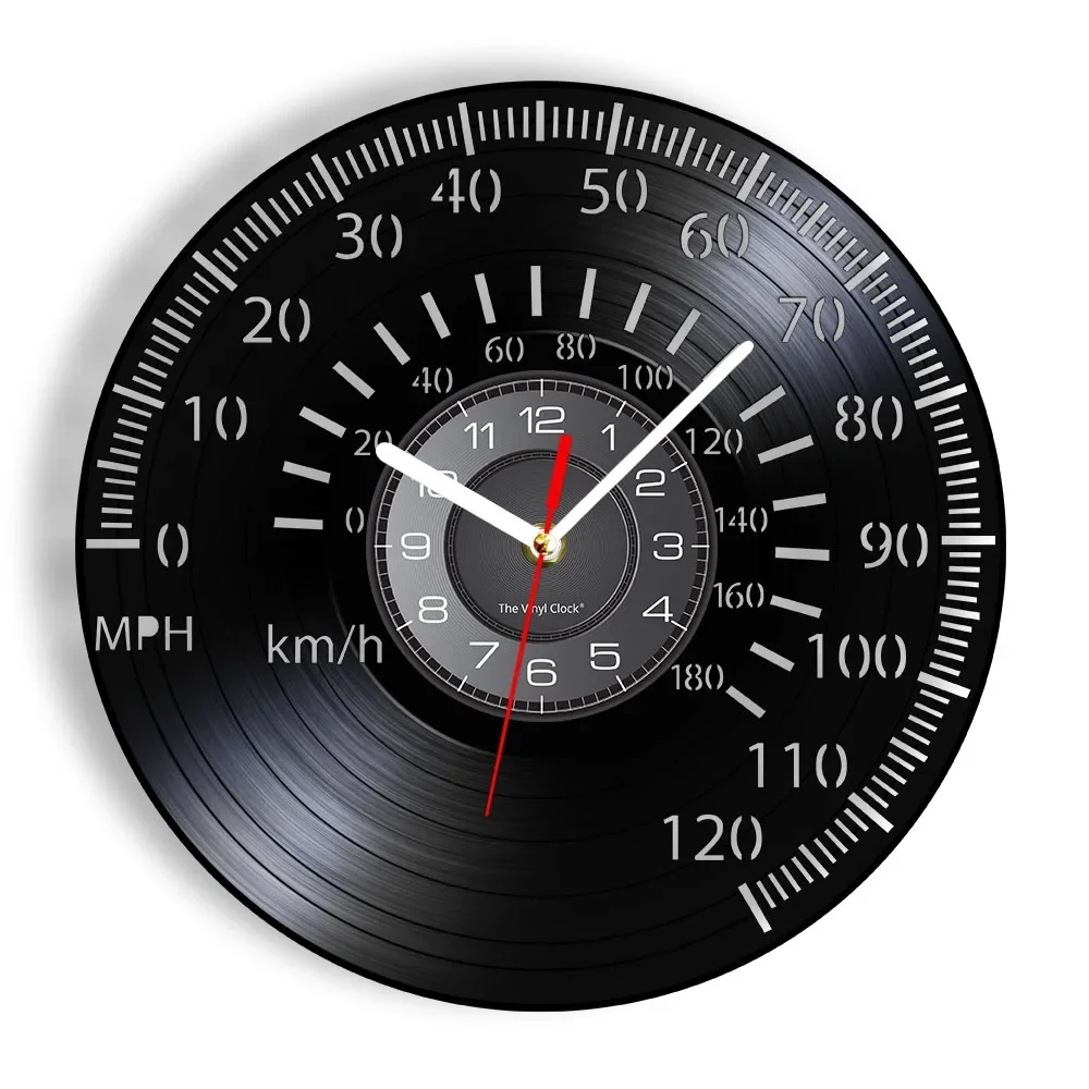 

Vintage Speedometer Vinyl Record Wall Clock for Home Garage Decor Racing Car Speedo Tachometer Speed Automobile Art Wall Clock