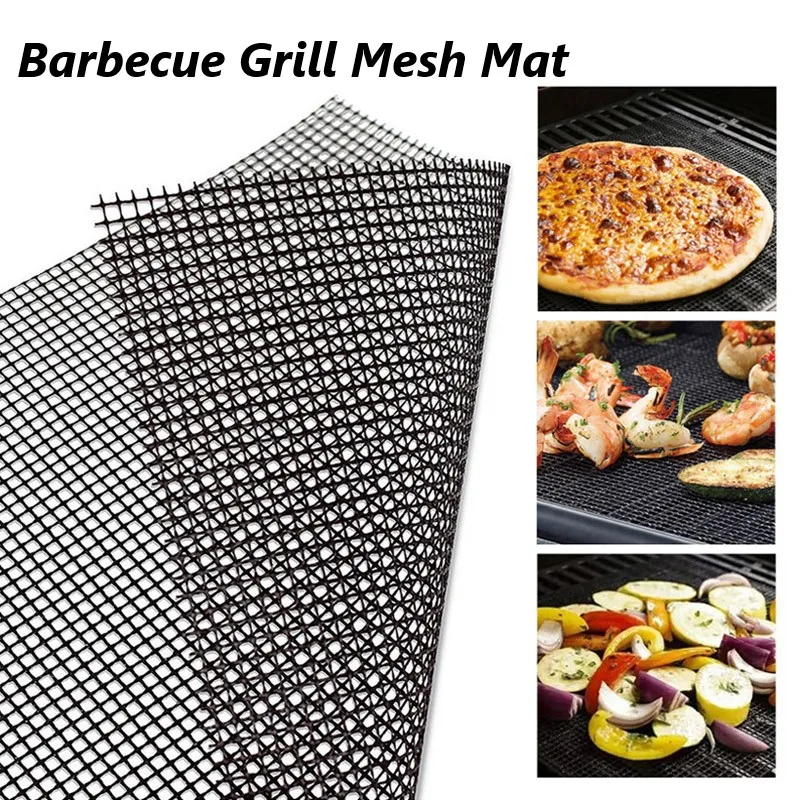 

2021 Hot Non-stick Barbecue Mesh Mat Reusable Heat Resistance BBQ Baking Net Pad Kitchen Cooking Smoker BBQ Mat Liner Accessorie