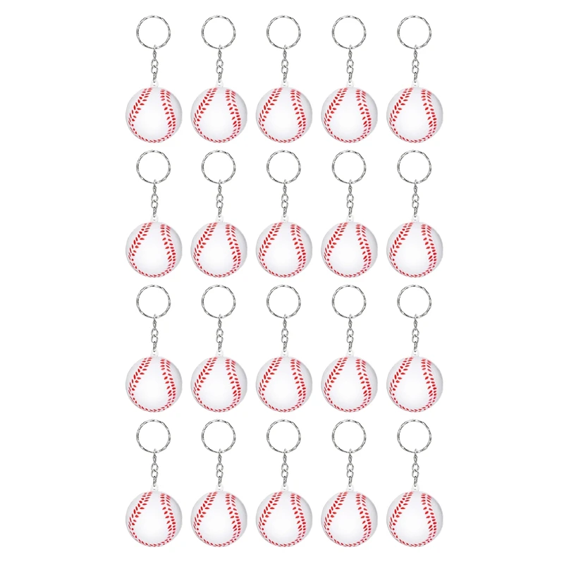 

20 упаковок белых брелоков для бейсбола, сувениров для вечеринки, школьного карнавала, награды за праздничный мешок, подарки