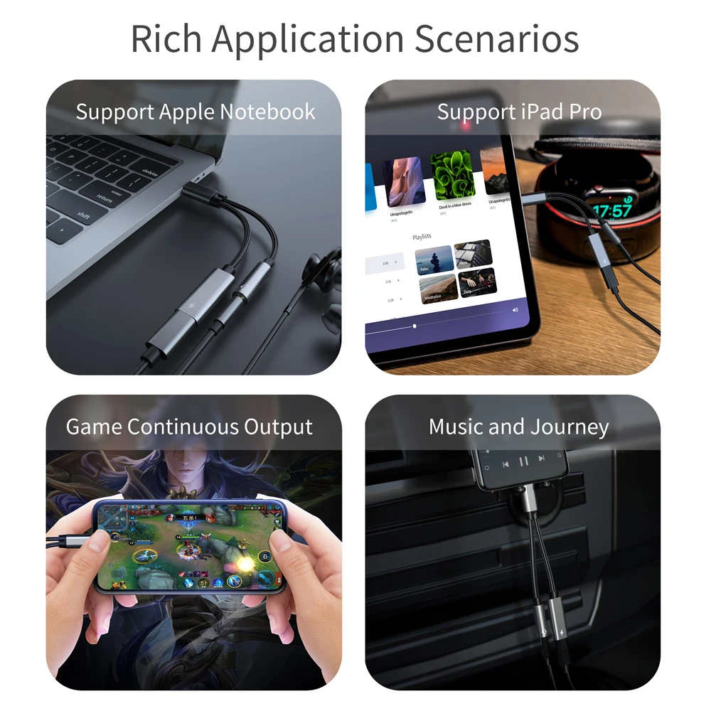 Адаптер DAC 60 Вт с USB C на 3 5 мм разъем для iPhone 15 Pro iPad Samsung HiFi Тип Dongle PD зарядка AUX аудио