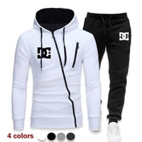 new fashion mens printed sports suit spring autumn long sleeve hooded two piece sets casual oblique zipper hoodie jogging suits