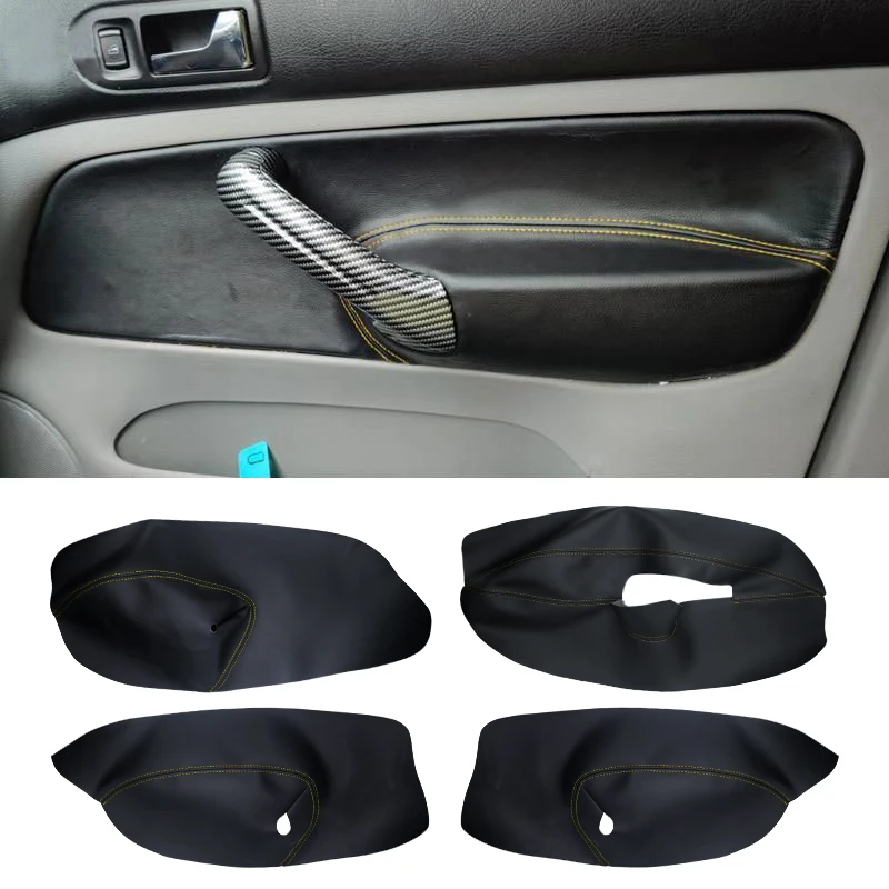 ONLY 4 Doors Soft Leather Door Armrest Cover For VW Golf 4 MK4 Bora Jetta 1999 - 2005 Car Door Armrest Panel Skin Cover Trim