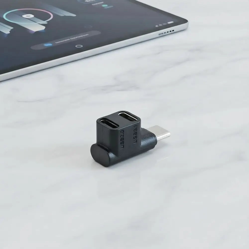 Фото 2 шт. USB-C адаптер 10 Гбит/с, 4K@60 Гц, 100 Вт, угловой, USB 3.1 Type-C (штекер) на USB-C 3.1 USB-C 2.0, 90 градусов №4