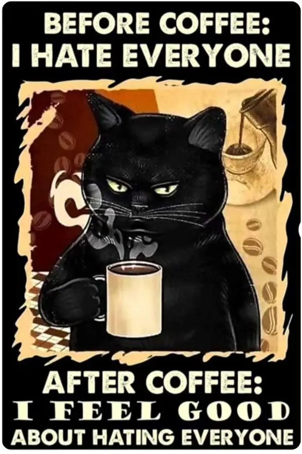 

Металлический жестяной знак в виде кошки перед кофе, настенный знак «I Hate Ever Yone», забавный металлический жестяной знак, домашний винтажный х...