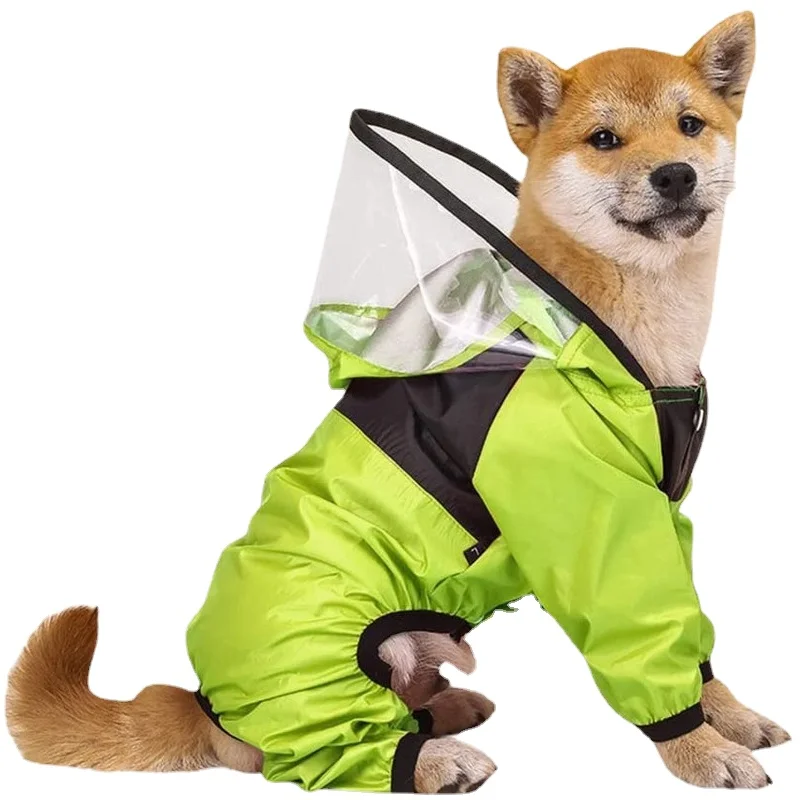

Pet Dog Raincoat Dog Face Luxury Dog Clothes Jumpsuit Waterproof Jacket Dachshund Chihuahua Puppy Clothes XS-4XL Large Dog Coat