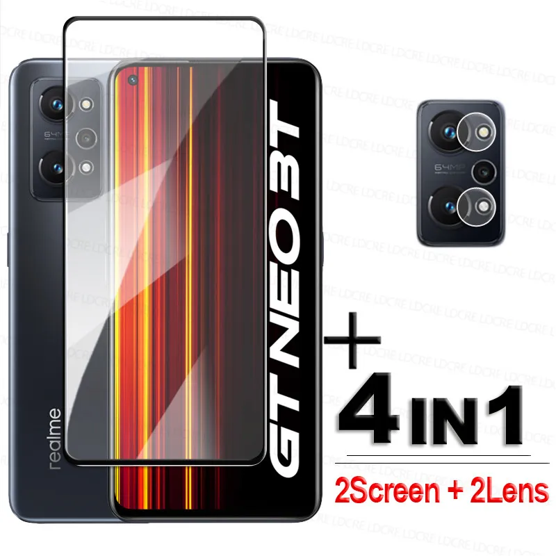 

4in1 2.5D Tempered Glass For Realme GT Neo3T Glass Realme GT Neo 3T 5G Screen Protector Realme GT Neo 3T 3 2 Q3 Q5 Pro Lens Film