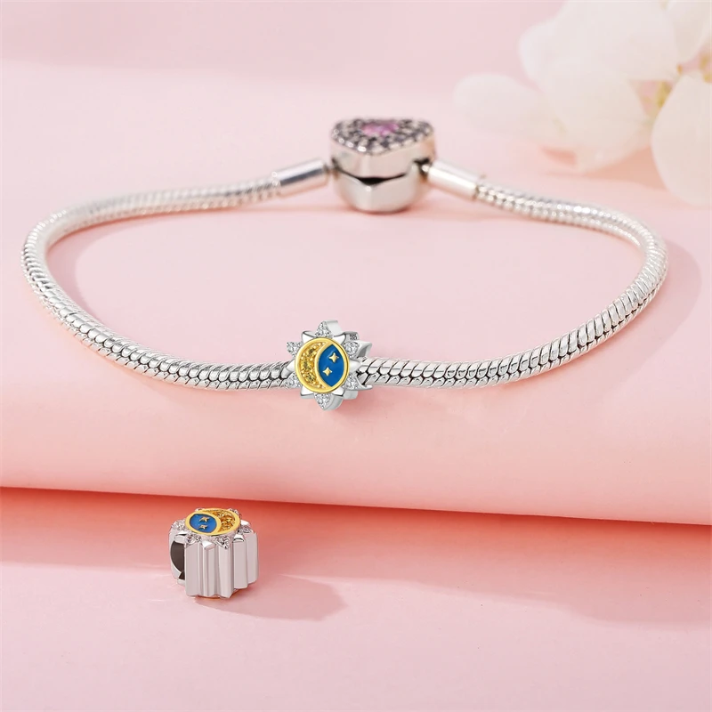 Новинка 2024 подвески из стерлингового серебра 925 пробы бусины с солнцем звездой и