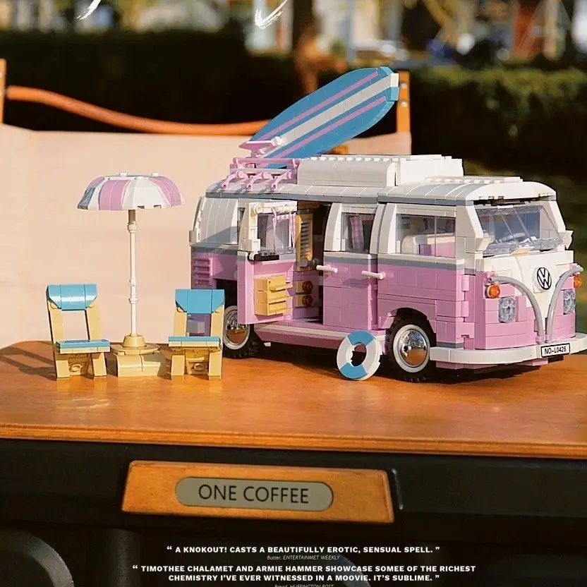 

NEW pink to Volkswagen T1 Camper Car Van VW Car Model Building Blocks apply to 10220 DIY Bricks Toys for Christmas Gift
