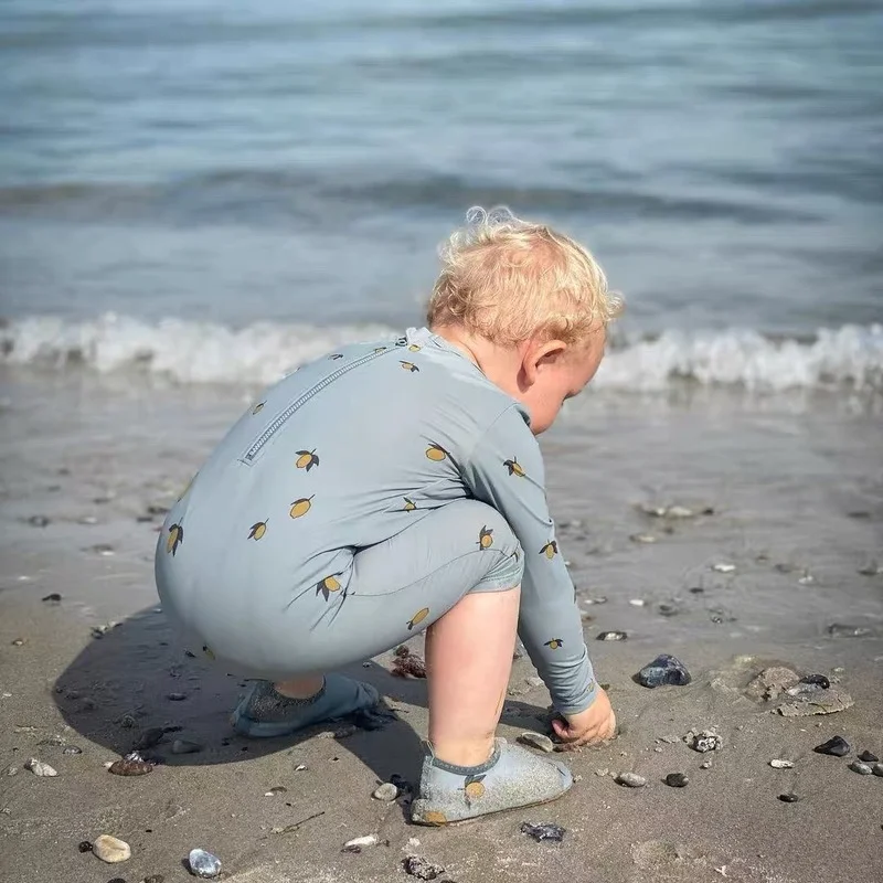 

Baby Swimwear Children's Swimsuit Child Girls Breathable Lemon Rash Guards Toddleer Split Sunscreen Long-sleeved Bathing Suit