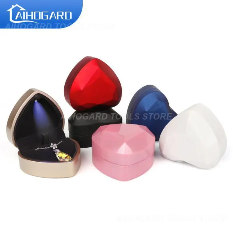 

Easy To Carry Ring Box Easy To Clean. Heart Shaped Lamp Jewelry Box Proposal Ring Stud Box Protect Jewelry From Wear And Tear.