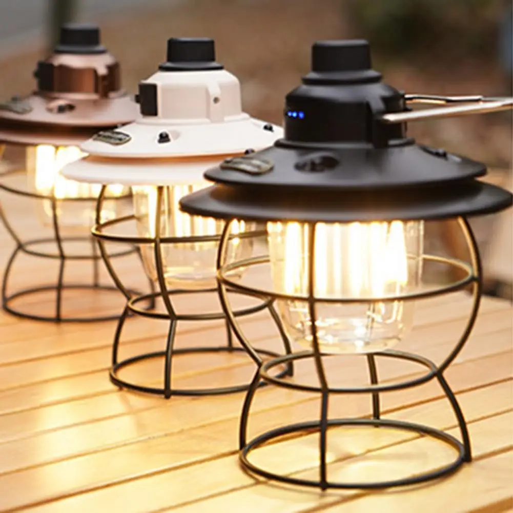 

Camping Light Handle USB Port Vintage Shape LED Emergency Lamp for Multifunctional Portable Courtyard