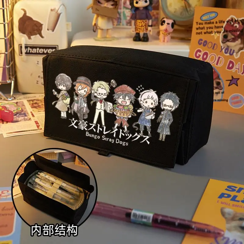 Dazai Osamu вместительный пенал с героями мультфильмов холст держатель для
