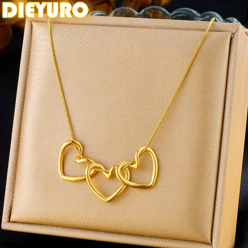 DIEYURO нержавеющая сталь 316L золотое минималистское ожерелье в форме сердца для