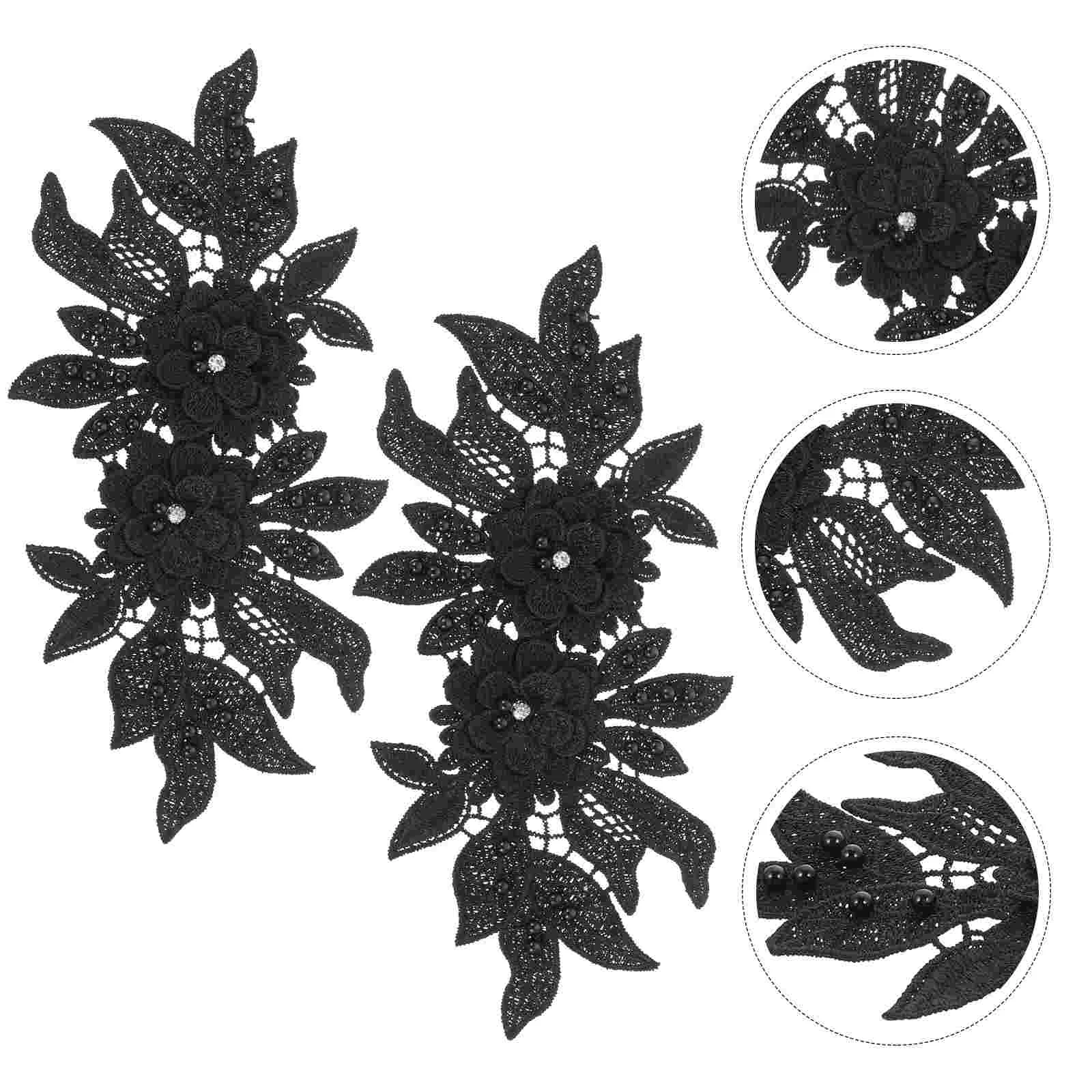 

Onflower Applique Patch Sew Embroidered Iron Embroidery Lace Black Sticker Badge Dress Appliques Floral Clothing Craft Repair