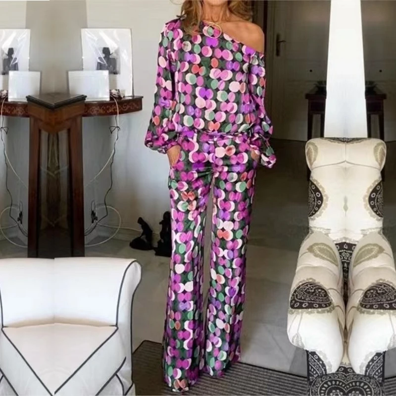 

Женские комплекты из 2 предметов, комплекты из двух предметов в горошек, топ и брюки, комплекты одежды, весна-лето 2023