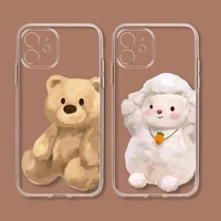 lamb and bear case for iphone 13 case silicon for iphone 11 12 13 pro max xr 7 8 11 pro x xs max plus mini phone cover