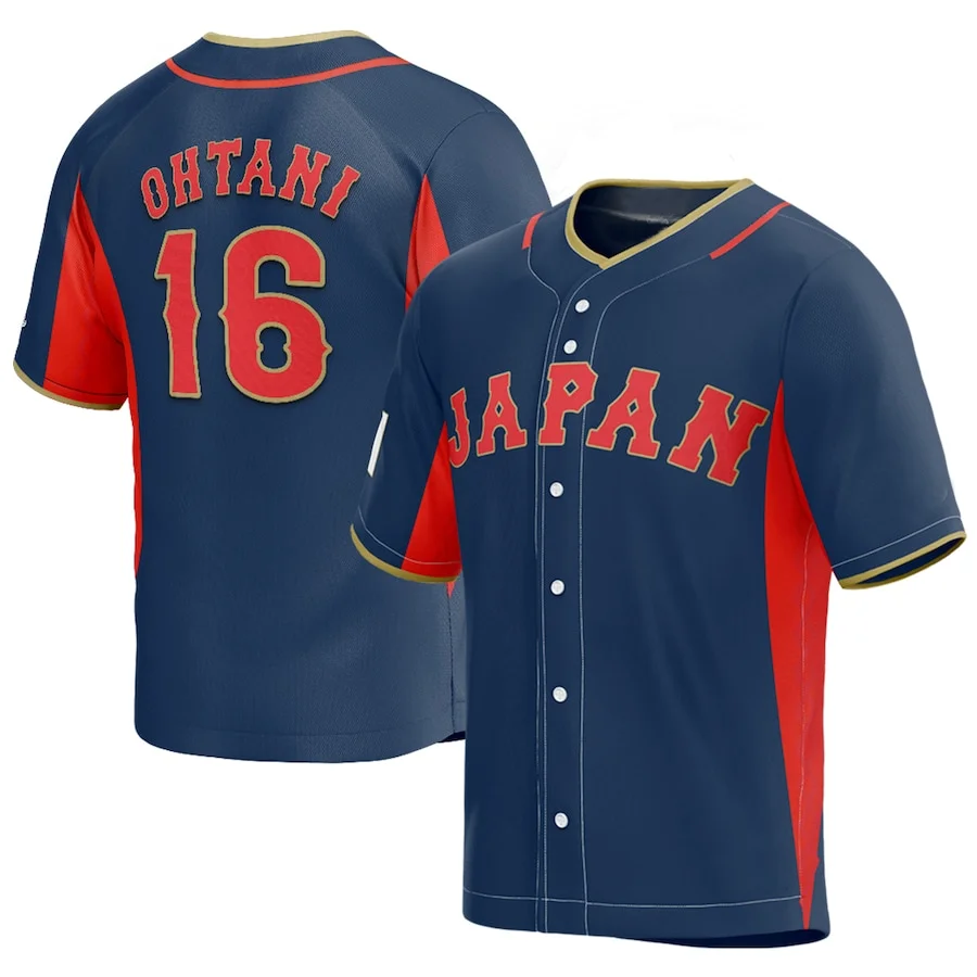 BG baseball jerseys Japan 16 OHTANI jerseys Outdoor sportswear Embroidery sewing black  Hip-hop Street culture 2023 World
