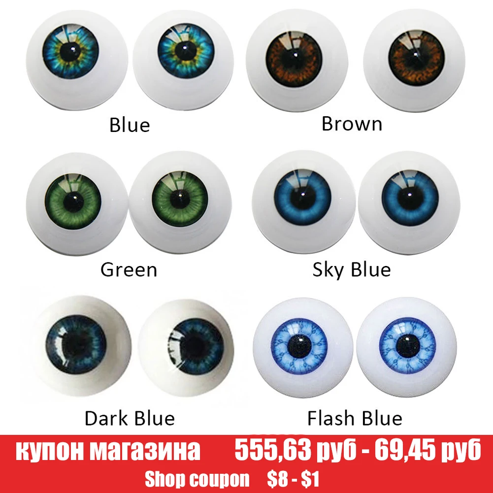 

1pair 20mm 22mm 24mm Realistic Half Round Craft Accessories Acrylic DIY Eyeballs Reborn Doll Eyes BJD Mini Easy Use Simulation