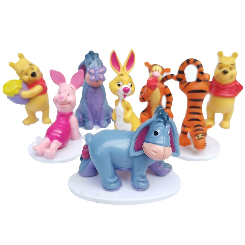 

5-100Pcs Bear Rabbit Cow Tiger Pig Animal Solid PVC Figure with Base Collectable Cartoon Cake Decor Model Toy Gift For Kid Child