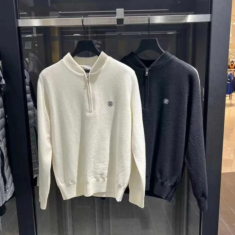 

Korean Golf Clothing Men's New Autumn and Winter Thickened Knitted Backing Shirt Warm and Comfortable Top