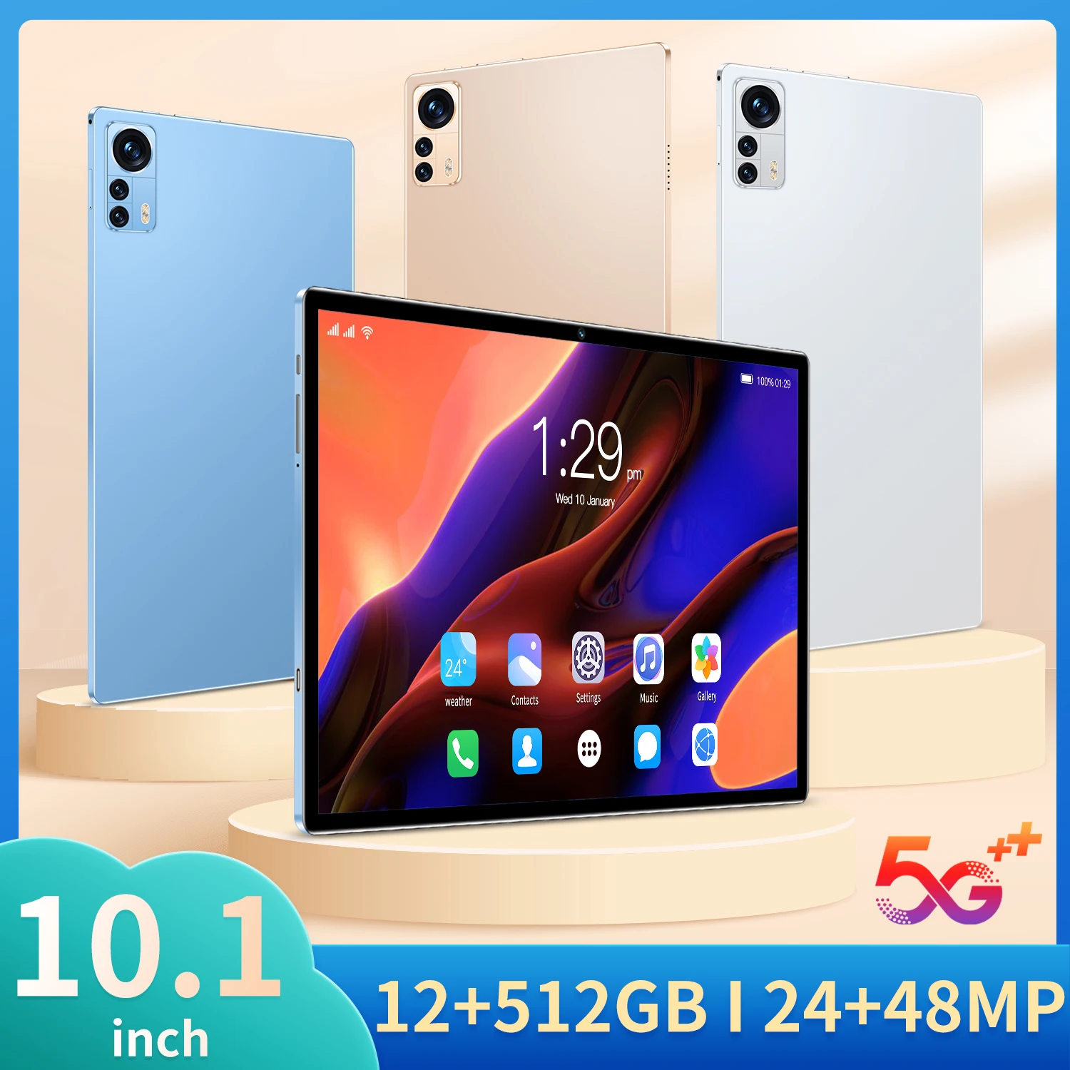 

Планшет Pro на Android 11, восемь ядер, экран 10,1 дюйма, 12 Гб + 512 Гб