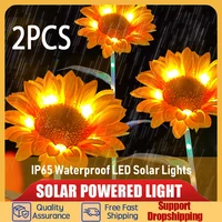 2pcs solar sunflowers outside garden lawn light ip65 waterproof solar flowers pathway light for patio yard wedding decoration