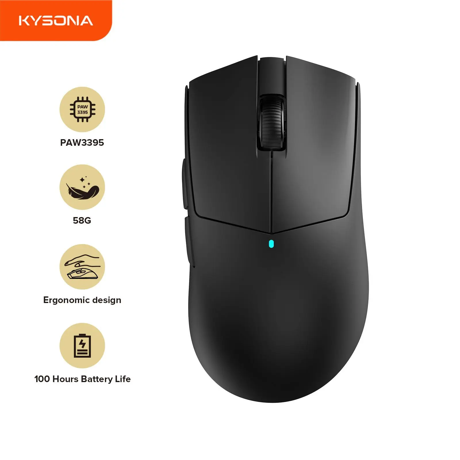 Беспроводная мышь Kysona M511 PAW3395 датчик 58 г сверхлегкая 26000 точек на дюйм 6 кнопок