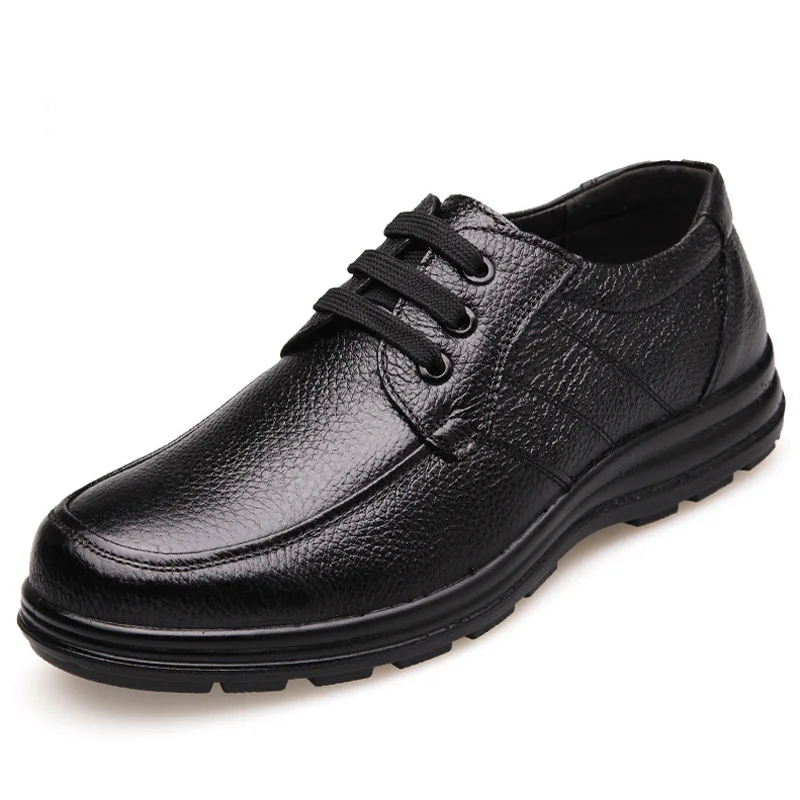 

2022 High Quality Genuine Leather Shoes Men's Flat Shoes Fashion Casual Shoes Men's Soft and Comfortable Lace-up Black ZH740
