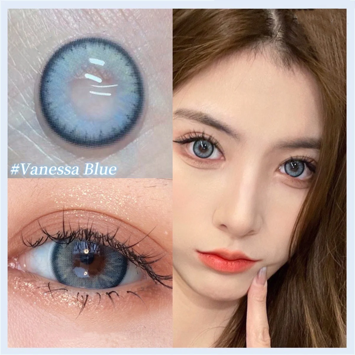 Серебристые пляжные синие цветные контактные линзы для глаз натуральные