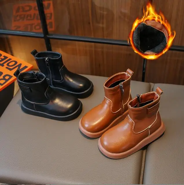 

Зимние плюшевые ботинки для детей 2023, модные толстые теплые модные ботинки для мальчиков и девочек, нескользящая спортивная обувь, кроссовки