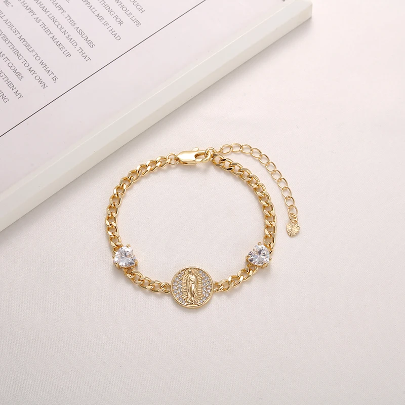 Серая Птица Сердце Циркон Дева Мария мама женские модные религиозные браслеты