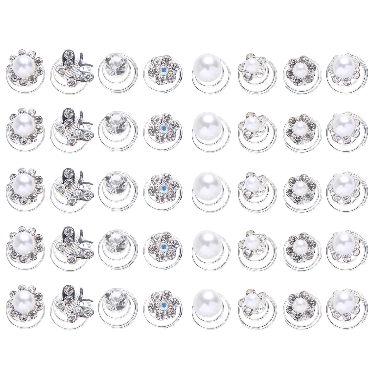 

36 Hair Accessories Women Braids Spiral Clips Pins Crystal Mini Rhinestone Miss